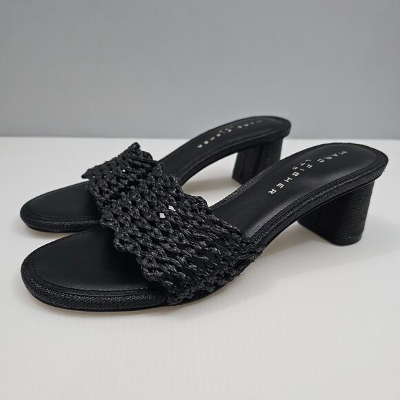 NEW Marc Fisher LTD Jazmine Sandal Womens 9 Black Woven Slide Mule Slip On Heel - Picture 12 of 12